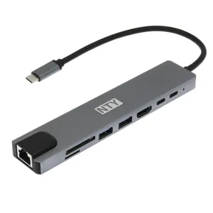 NTY USB-C 타입 8 in1 멀티포트 허브 USB3.0 HDMI 4K PD충전, 단일색상