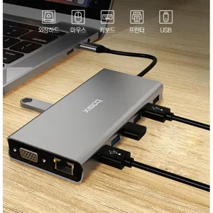 베이식스 USB확장 C타입 HDMI 14in1 맥북충전 멀티 허브 BX14A 무선 휴대폰 미러링