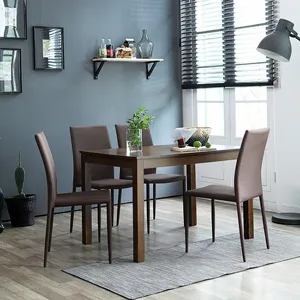베스트리빙 캘빈 젠 원목 or 고광택 하이그로시 4인용 식탁 테이블 세트/의자4개 2colors, 모카
