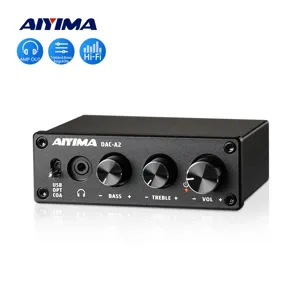 AIYIMA 미니 하이파이 2.0 디지털 오디오 디코더 USB DAC 헤드폰 앰프 24비트 96KHz 입력 USB/동축/광출력 RCA Amp DC5V