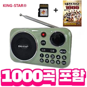 킹스타 효도라디오 신제품 K-202 정품음원 1000곡 포함 블루투스 기능 탑재, 그린+1000곡